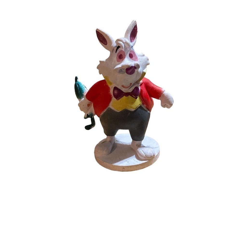 Disney White Rabbit Mini Figure Alice in Wonderland Cake Topper Figurine 1.75"